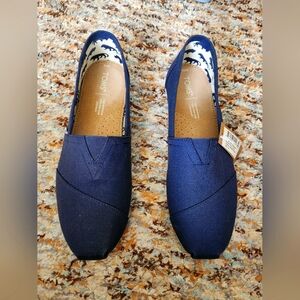 Mens Alpargata Toms in Navy Canvas - Size 10